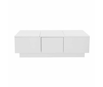 Mesa de centro - 2 cajones y 2 cómodas - de tablero de partículas - blanco
