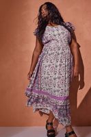 yours vestido boho largo malva de flores mujer curvy y tallas grandes yours