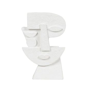 Estatuilla de cara desestructurada de cemento blanco Alt. 21 cm