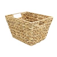 cesta de almacenamiento con asas jacinto de agua natural 28x23x18 cm