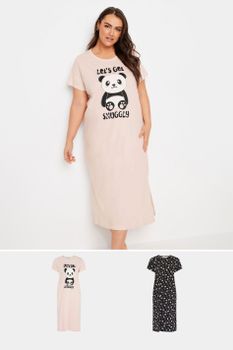 Yours Juego 2 Camisones Midaxi De Algodón Diseño Oso Panda