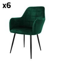 6x sillas de comedor color verde oscuro tapizado respaldo apoyabrazos