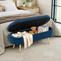 banco de almacenamiento - mueble para salon - terciopelo - azul oscuro 110x40x42cm