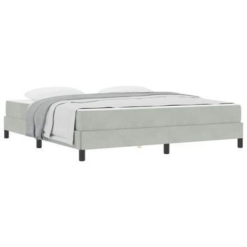 Cama Box Spring Con Colchón Gris Claro 180 X 200 Cm Terciopelo
