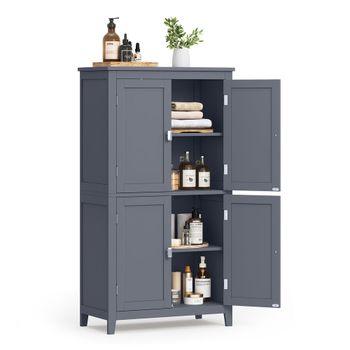 Mueble de Baño con 4 Puertas Blanco, Gris Pizarra