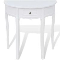 mesa consola  mesa de entrada  mesa auxiliar semicircular con cajon blanca