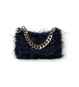 Twinset para mujer. 262TD8131 Bolso Mini Liliane Con plumas marino (OSFA), Casual, Fiesta, Poliéster