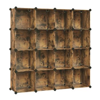Armario modular de 16 cubos de color burdeos y negro