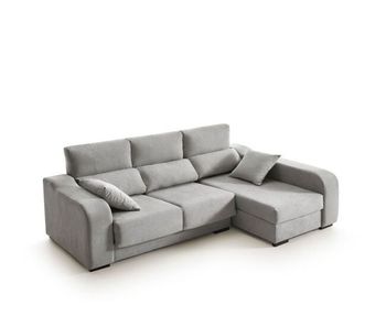Sofá chaiselongue zafiro 3 plazas tela antimanchas derecha color gris