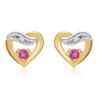 14 quilates pendientes 2 rubies 2 diamantes