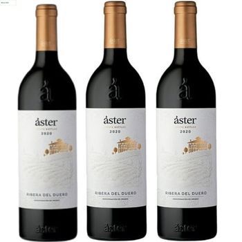 Áster Crianza Vino Tinto Elaborado Con Tinta Del País 75 Cl 14,5 % Pack 3 Botellas