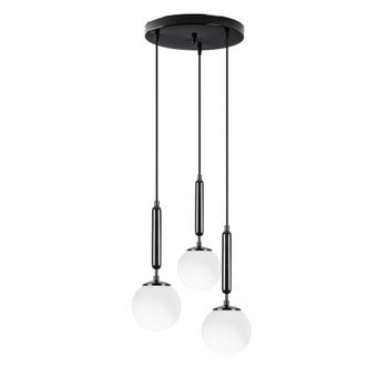 Lámpara De Techo King-11465 Blanco Negro Metal Vidrio 34x34x134 Cm