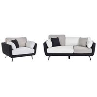 conjunto de sala de estar sofa tapizado repelente al agua de 4 plazas con reposabrazos y sillon patas macizas cojines adicionales negro bolga