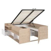 cama convertible stratos dormitorio base elevable en colores roble jackson y blanco 168x66x2095 cm