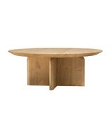 mesa de centro redonda de madera maciza en tono medio de o80x302cm