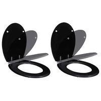 asientos de inodoro con tapas de cierre suave 2 uds mdf negro vidaxl