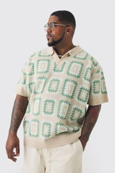 Polo Plus Oversize De Croché Con Solapas, Verde