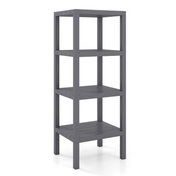 Costway Estantería Plástico 4 Niveles Estante Organizador Estrecho Multiusos sin Herramientas Baño Sala Lavandería 38 x 32,5 x 99cm Gris