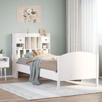 cama para adulto  cama individual  cama con estanteria sin colchon madera maciza de pino 90x190 cm cfw65158