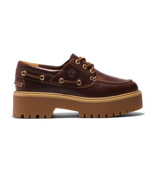 Timberland para mujer. TB0A2QDMD571 Náuticos de Piel Stone Street marrón (41 W), 3 a 5cm, Cordones, Casual