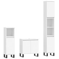 set de 3 uds muebles de bano  armario de bano madera contrachapada blanco