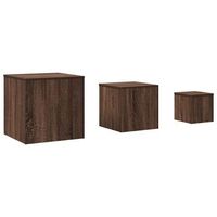 3 piezas mesitas auxiliar  mesa de apoyoes madera contrachapada marron roble