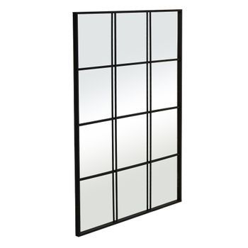 Espejo Ventana Pequeño Industrial Negro De Metal Y Cristal,de 90x120 Cm