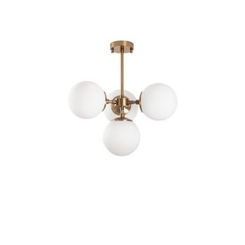 Lámpara De Techo Akkas-10061 Oro Cobrizo Metal Vidrio 43x43x47 Cm
