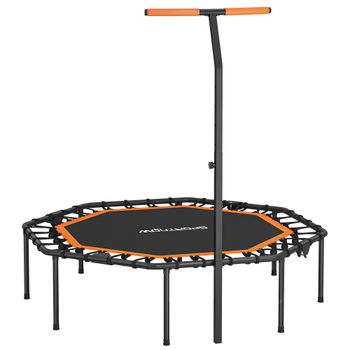 SPORTNOW Trampolín de Fitness, Trampolín de Entrenamiento con Pasamanos Ajustable, estable y silencioso, para uso en interiores, Acero, Naranja   Aosom España