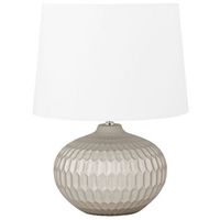 lampara de mesa de ceramica dorada con pantalla blanca 51 cm con motivos lampara de noche glamour pirita