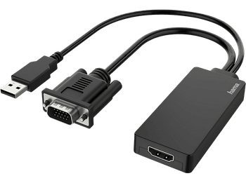 Adaptador - Hama 00200342, VGA+USB Plug HDMI™ Socket, Full HD 1080p, Negro