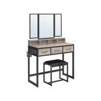 tocador con taburete estructura de acero greige  negro