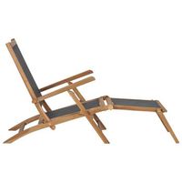 silla de terraza con reposapies de madera maciza de teca negra