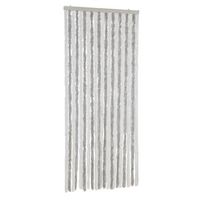 cortina antimoscas chenilla gris claro y blanco 90x200 cm