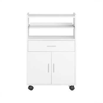 Aparador auxiliar de cocina para microondas aglomerado blanco