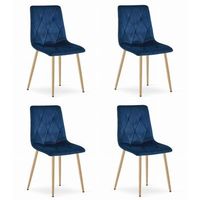 set de 4 silla de comedor tela valora tyra asiento acolchado azul marino