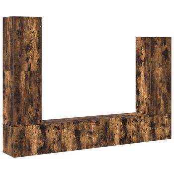 Set De Muebles De Tv | Mueble De Salón | Gabinete De Tv 4 Pzas Madera Contrachapada Roble Ahumado