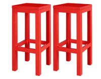 set 2 taburetes lacados pino 65cm rojo llama