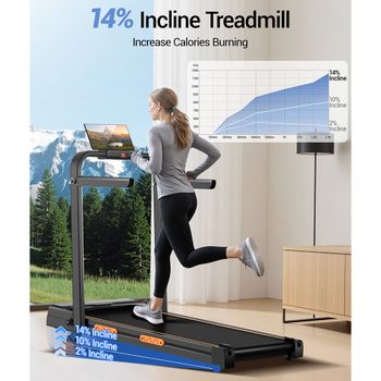 Caminadora Plegable ROBORE X5F, Máquina de Correr Motorizada con Inclinación del 14%, Motor Silencioso de 3.0HP, 10km/h, Equipo de Ejercicio para Gimnasio en Casa con Pantalla LED y Control Remoto,