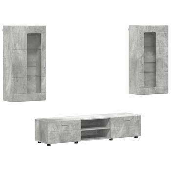 Conjunto De Mueble De Tv Con Cajón Florin 3 Uds | Mueble De Salón | Gabinete De Tv Gris Concreto