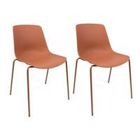 conjunto de 2 sillas en polipropileno y metal - asiento de diseno ideal para comedor y cocina - 55 x 82 x 51 cm - color marron