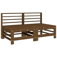 2 uds sofas centrales de jardin  sofa de exterior madera maciza pino marron miel