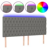 cabecero cama  panel de cabecera con luces led tela gris oscuro 180x7x118128 cm