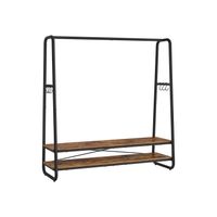 perchero burro recibidor con estantes ganchos en forma de s marco de acero marron rustico  negro  138a cm