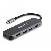 hub delock 3 puertos usb 32 gen 1 85 w hdmi 4k 30 hz pd 30 gris
