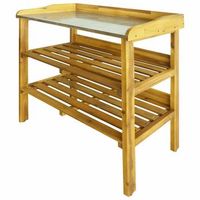 banco para macetas con 2 estantes  banco de exterior  silla de jardin madera maciza de acaciazinc