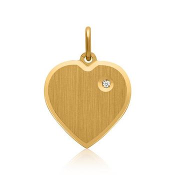 Colgante de plata chapado en oro corazón circonita