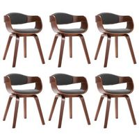 sillas de comedor 6 unidades madera curvada y tela gris