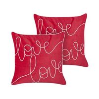 conjunto de 2 cojines almohada decorativa de terciopelo bordada a mano con escritura cuadrado 45 x 45 cm rojo siderasis