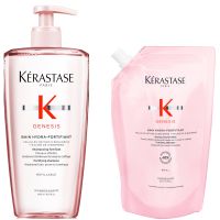 kerastase genesis hydra-fortifiant refillable shampoo and refill pouch duo 500ml for hair fall due to breakage